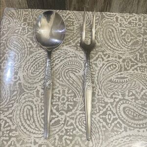 Vintage Silver‎ tone stainless steel MCM Dining Serving Utensils Set
